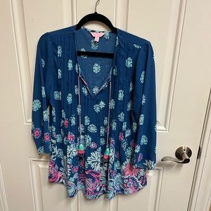 Lilly Pulitzer tunic with tassel tie.
